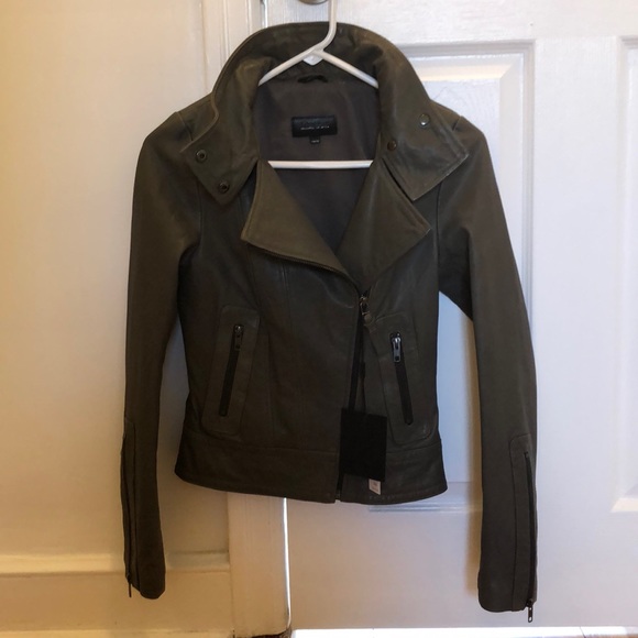 New Mackage Kenya leather jacket XXS Slate - Picture 1 of 8